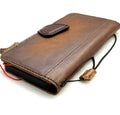 Genuine Leather iPhone Wallet Case: Vintage Book Style, Magnetic Closure