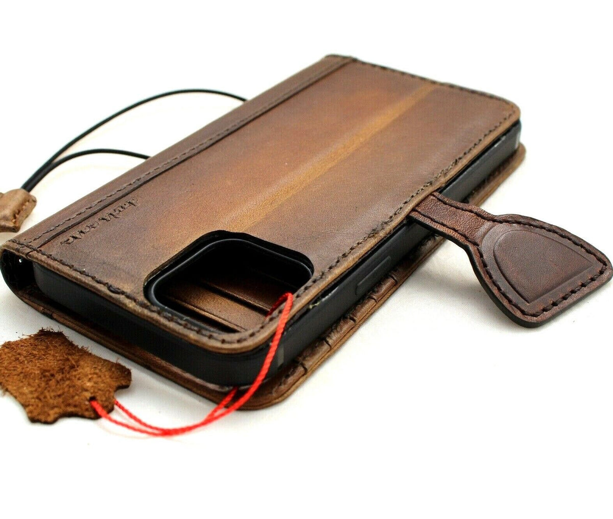 Genuine Leather iPhone Wallet Case: Vintage Book Style, Magnetic Closure