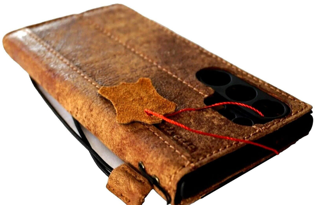 Handmade Leather iPhone Wallet Case: Vintage Book Cover with Card Slots