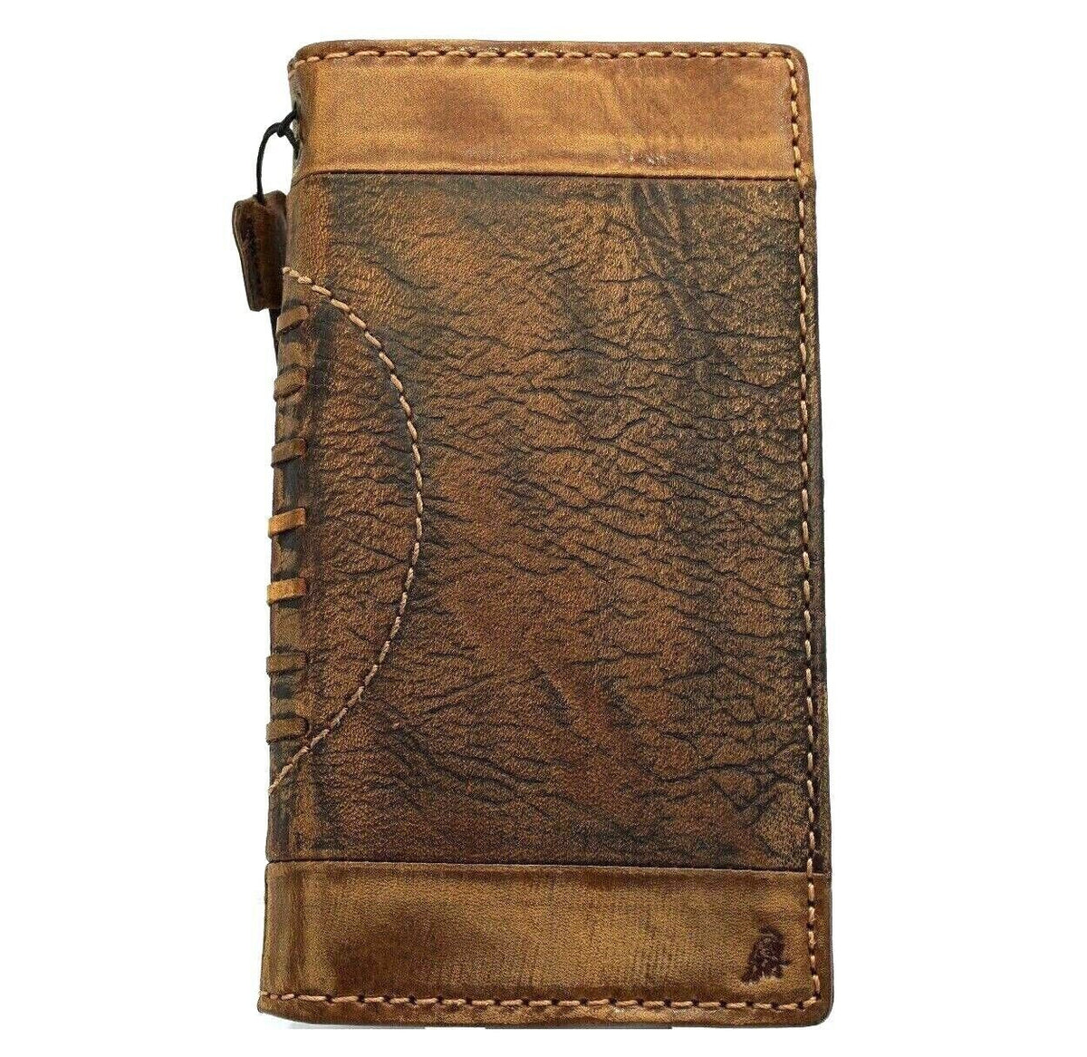 Handmade Leather iPhone Wallet Case: Vintage Book Design