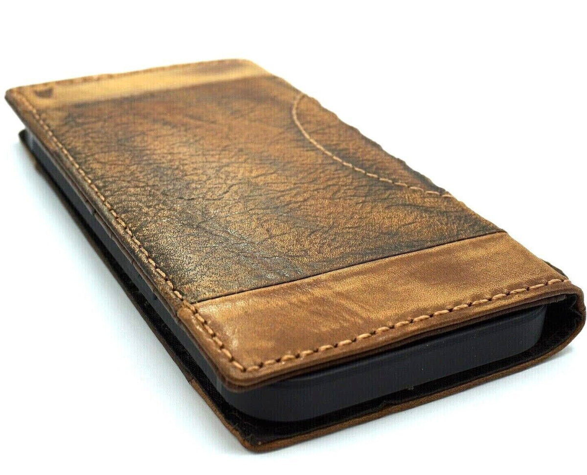 Handmade Leather iPhone Wallet Case: Vintage Book Design