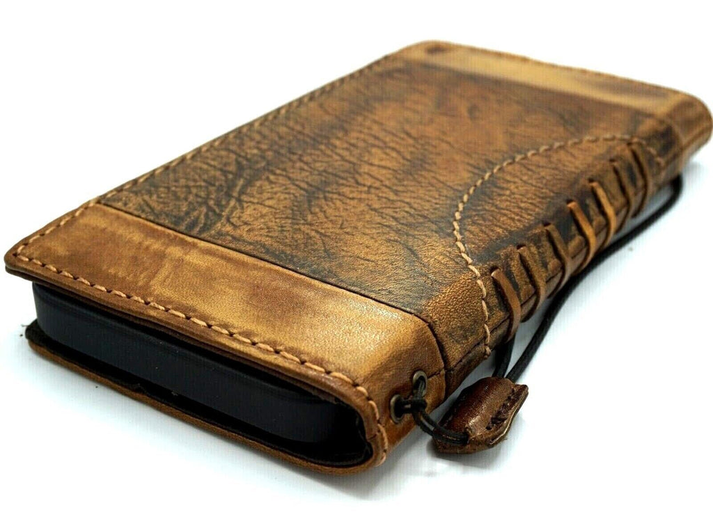 Handmade Leather iPhone Wallet Case: Vintage Book Design