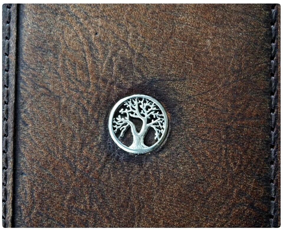 Genuine Leather Galaxy Phone Case: Tree of Life Art Wallet Book