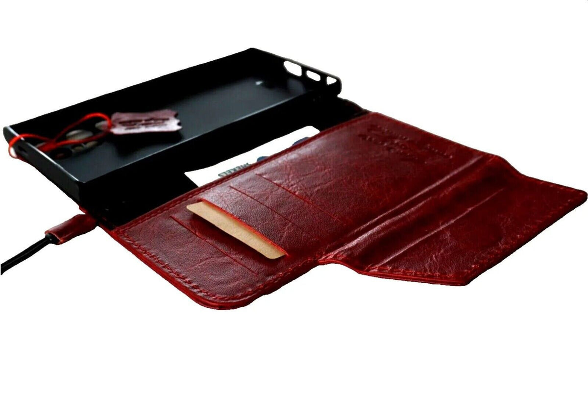 Handmade Leather iPhone Wallet Case: Vintage Cross Art Design