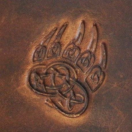 Genuine Leather iPhone Wallet Case with Bear Paw
