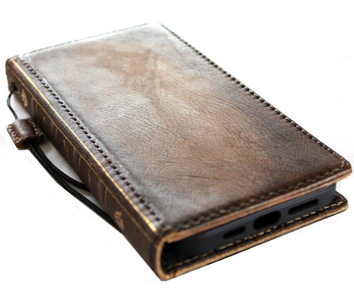 Vintage Book Style Leather iPhone Wallet Case