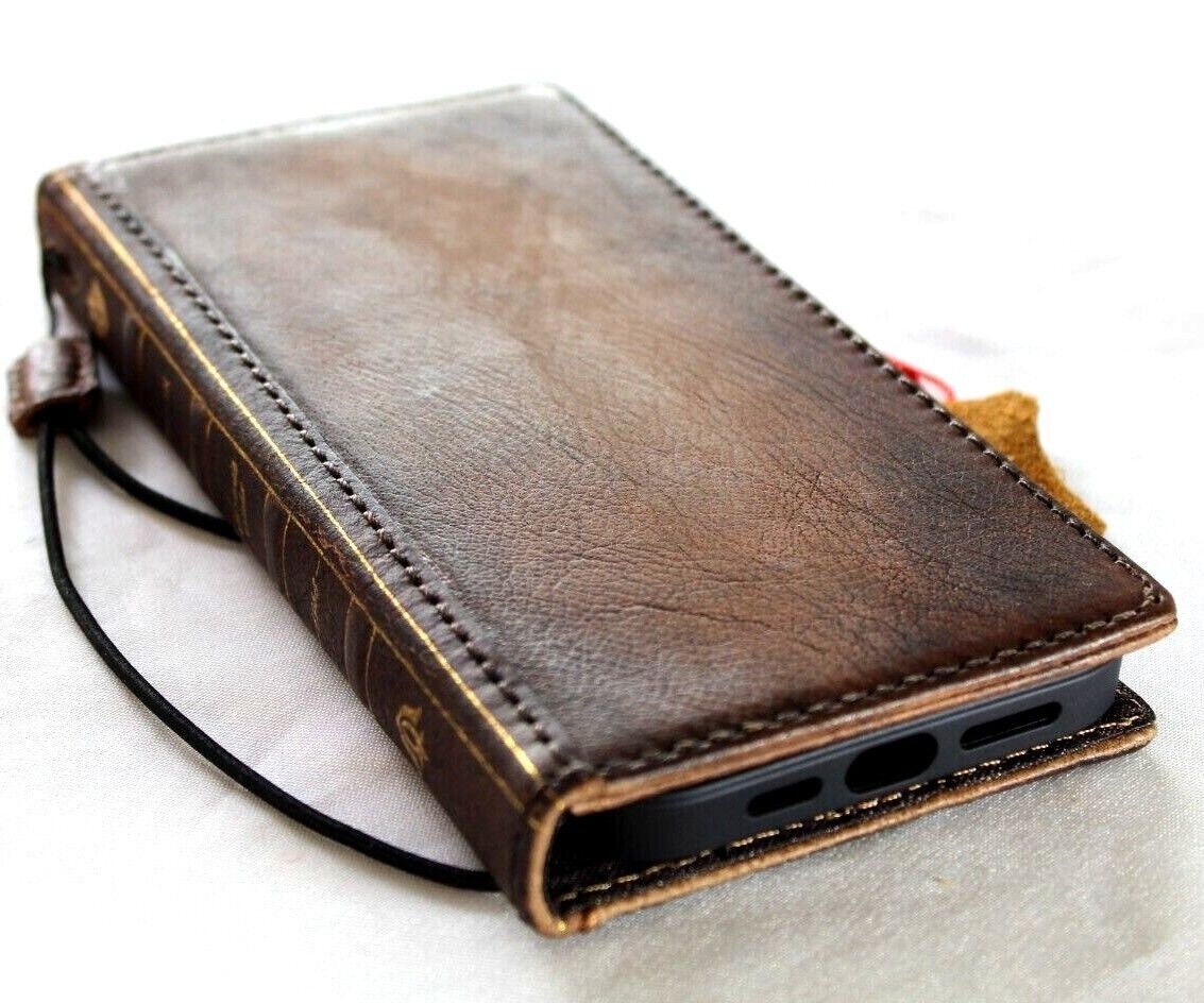 Vintage Book Style Leather iPhone Wallet Case