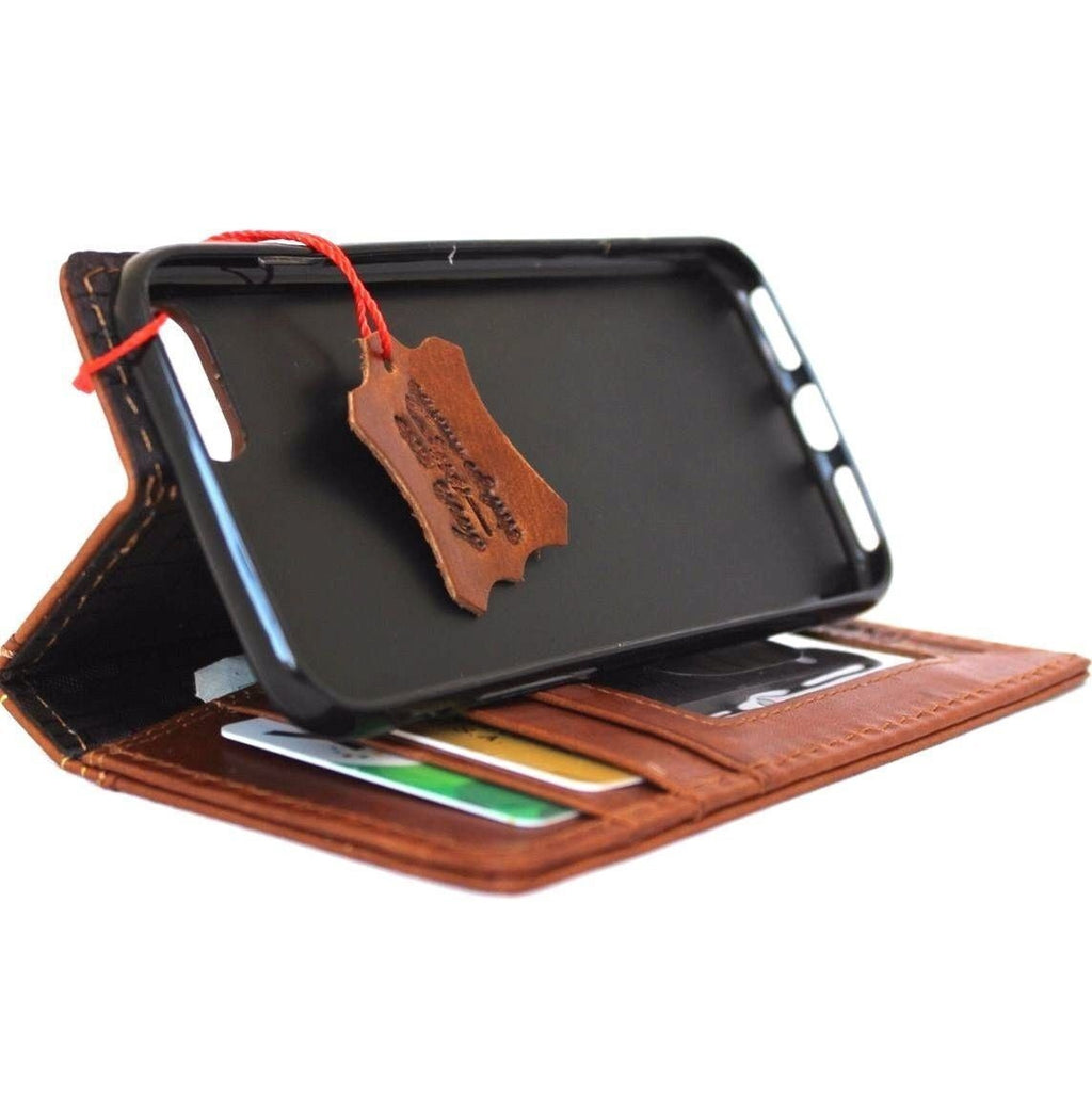 Handmade Leather Wallet Case for Google Pixel: Vintage Book Design