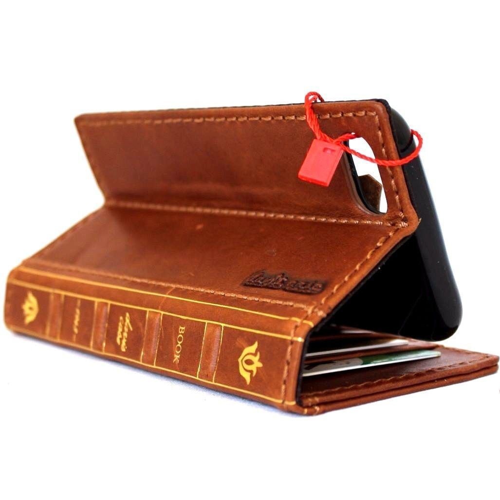 Handmade Leather Wallet Case for Google Pixel: Vintage Book Design