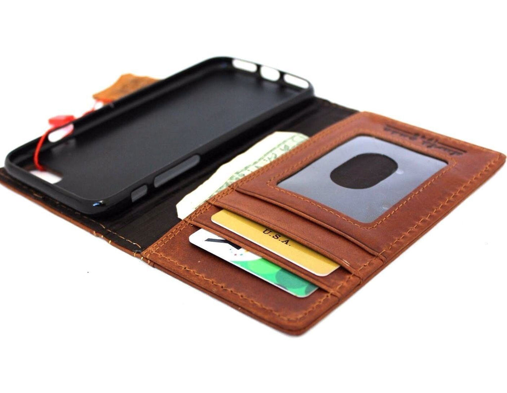 Handmade Leather Wallet Phone Case: Book Design, Card Slots