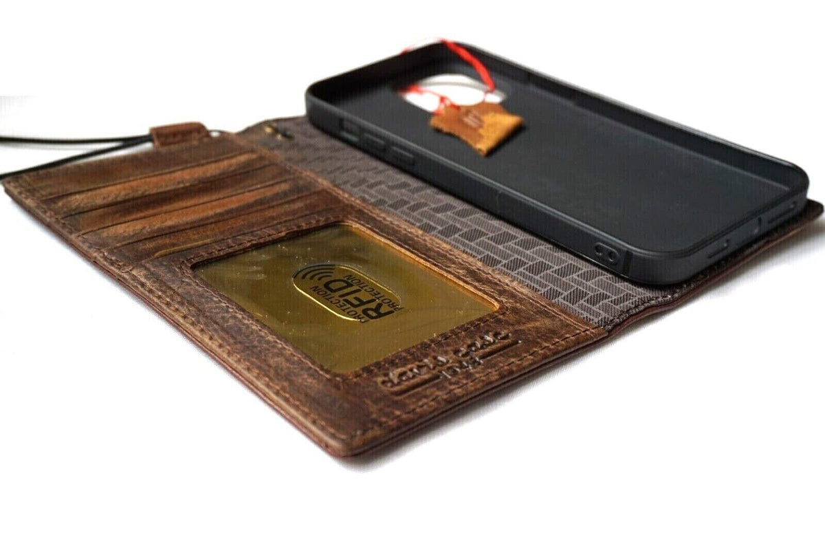 Handmade Leather Wallet Case for Google Pixel: Vintage Buddha Design