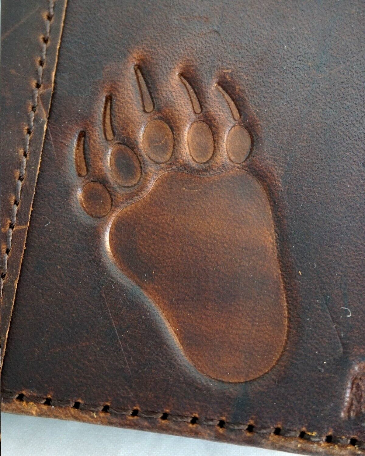 Genuine Leather Google Pixel Wallet Case: Vintage Bear Paw Design
