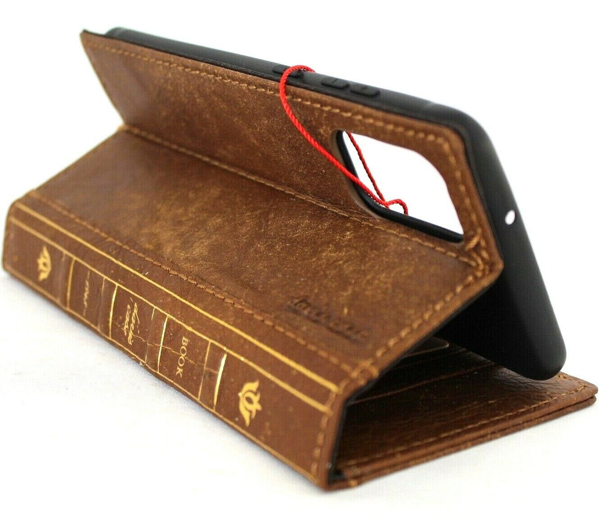 Vintage Book Genuine Leather iPhone Case: Tan Bible Style