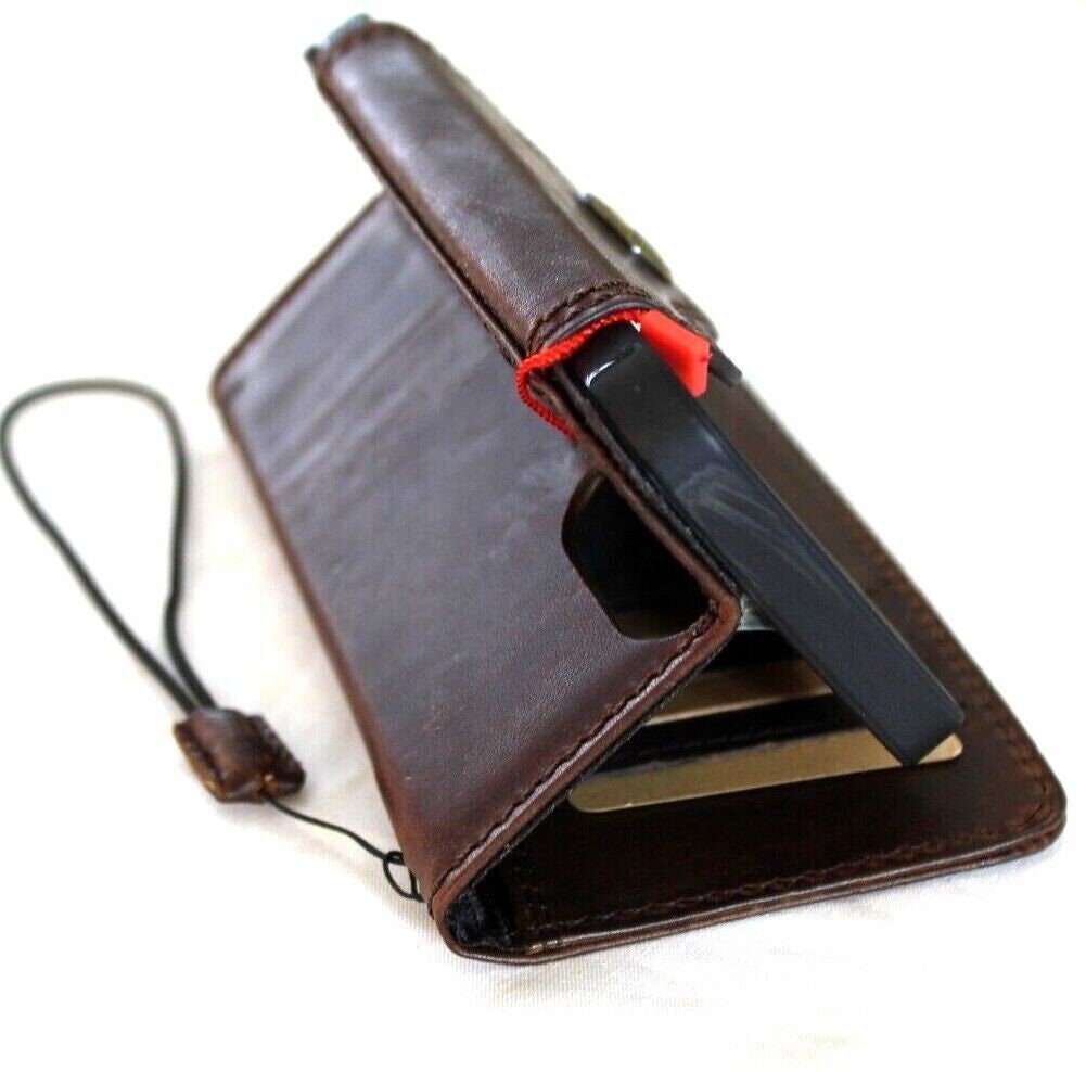 Handmade Leather Wallet Phone Case: Cat Dog Paw Print, Card Slots