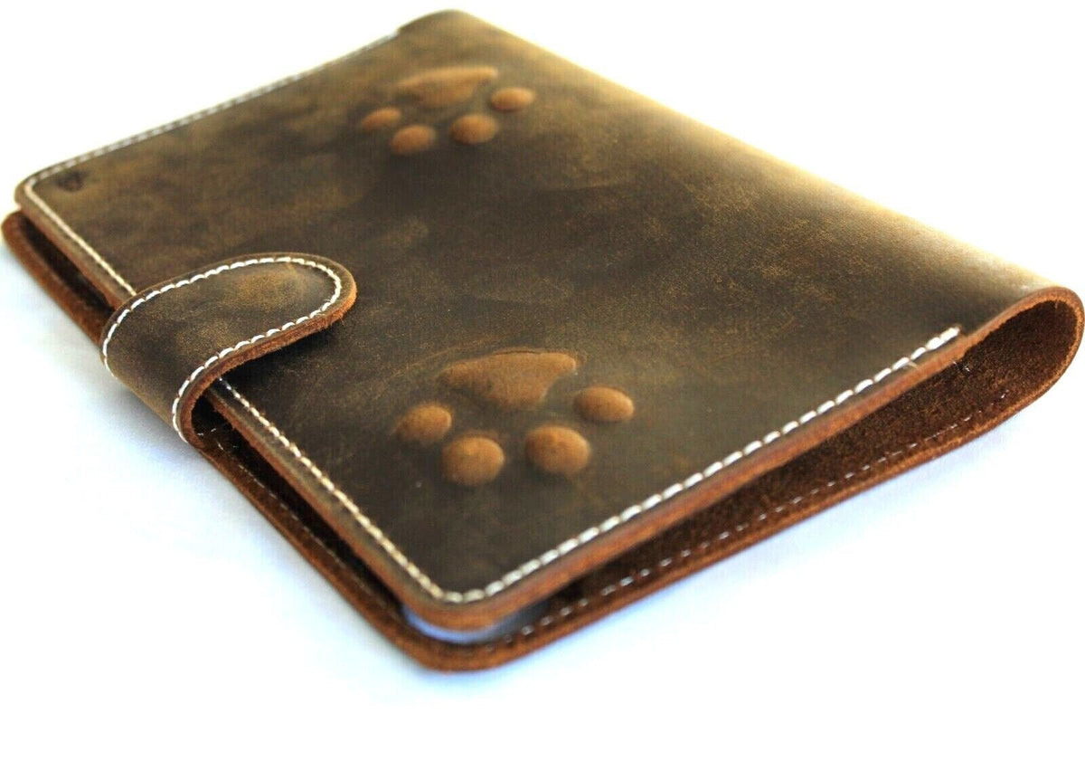 Vintage Leather iPad Mini Case: Dog Paw Magnetic Wallet