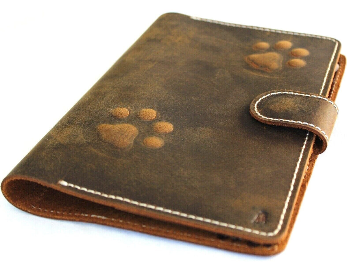 Vintage Leather iPad Mini Case: Dog Paw Magnetic Wallet
