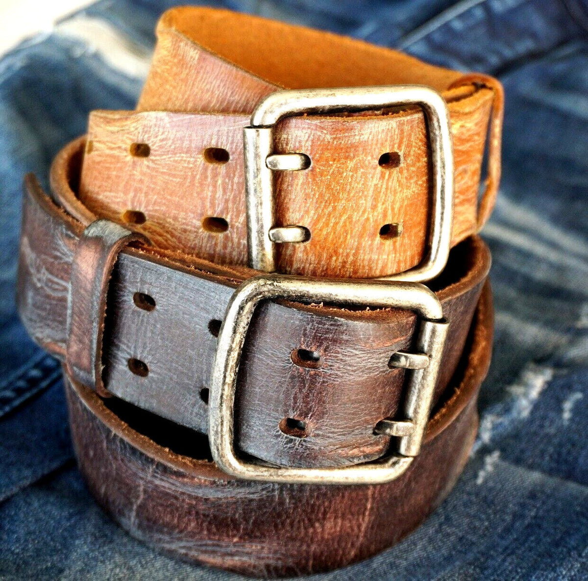 Genuine Casual Waistband vintage Leather Waist handmade belt Ston Buckle 60S 70S