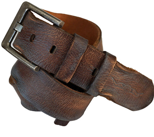 Genuine Casual Waistband vintage Leather Waist handmade belt Ston Buckle 60S 70S