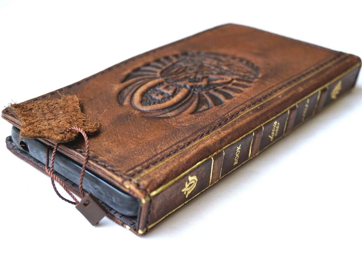 Handmade Leather Galaxy Phone Case: Buddha Art Wallet Book Cover
