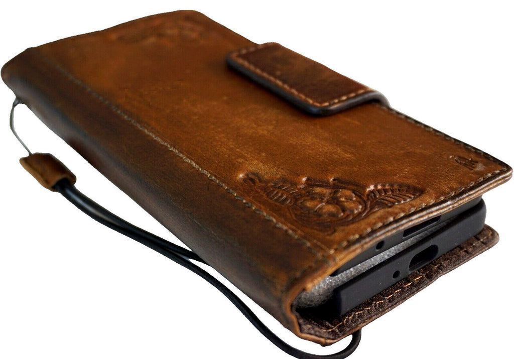 Handmade Leather Wallet Case for Galaxy Z Fold: Art Design Cover