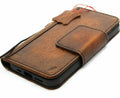 Handmade Leather Wallet Case: Magnetic Book Cover with Card Slots