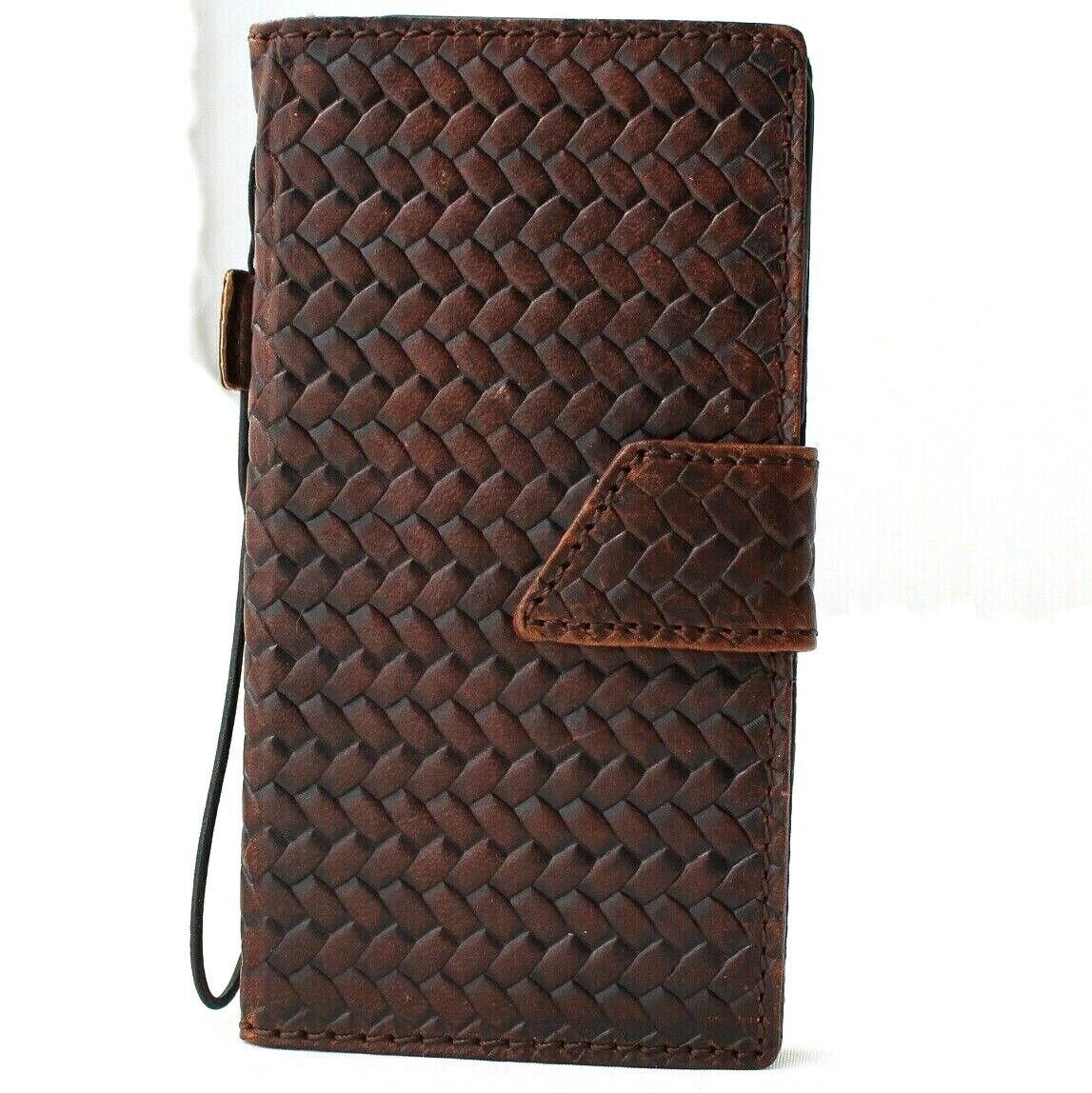 Handmade Woven Leather Wallet Case: Galaxy S21 S22 S23 S24, Note 10 20