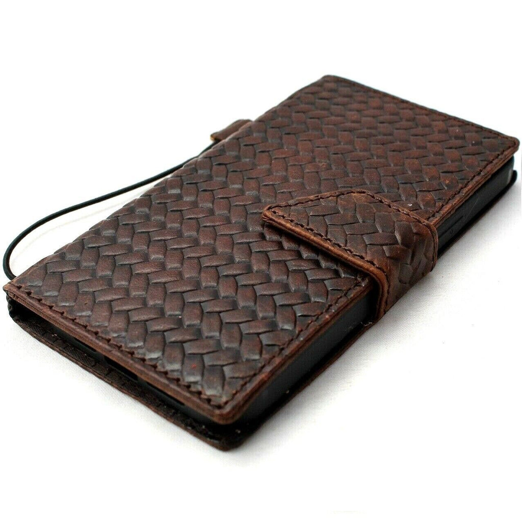 Handmade Woven Leather Wallet Case: Galaxy S21 S22 S23 S24, Note 10 20
