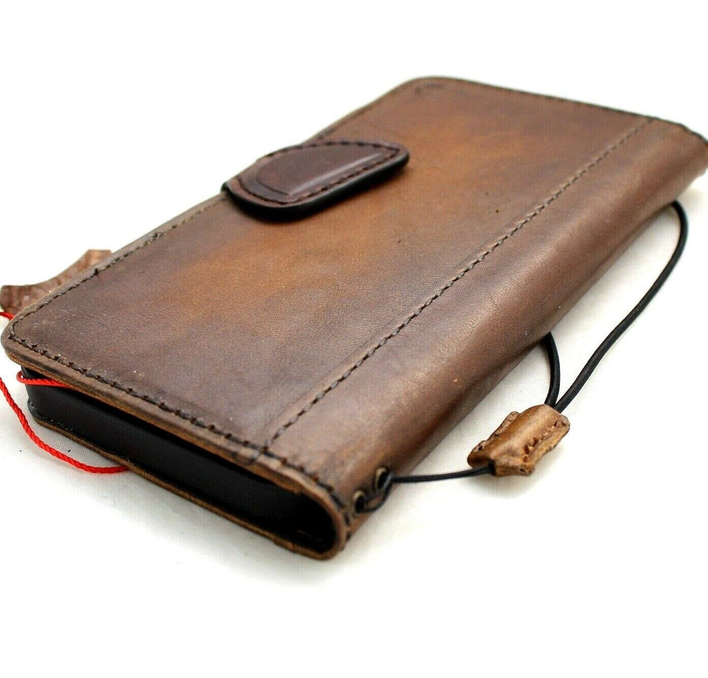 Handmade Leather Wallet Case for Google Pixel: Vintage Magnetic Book Cover