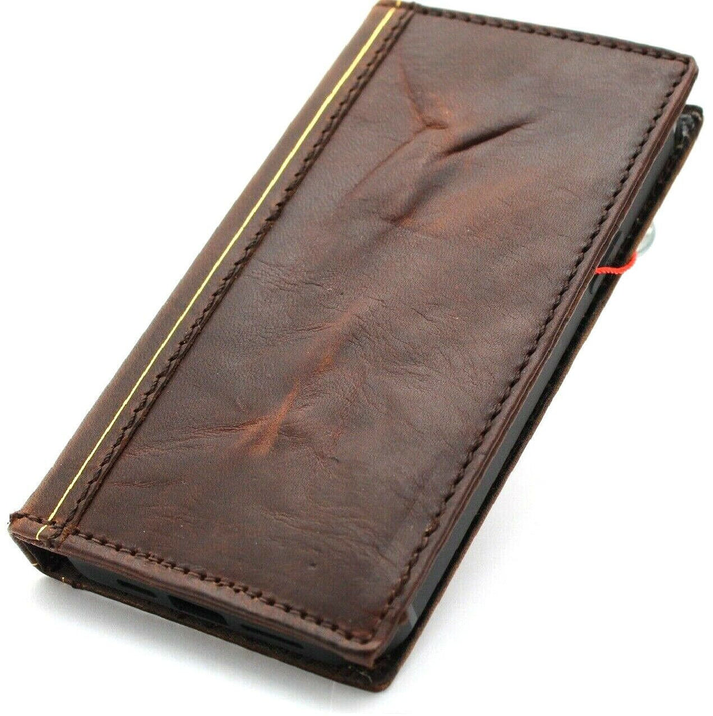 Handmade Leather Wallet Case: Samsung Galaxy, Card Slots, Book Design