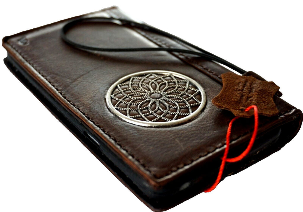 Vintage Leather Pixel Phone Wallet Case: Tree of Life Design