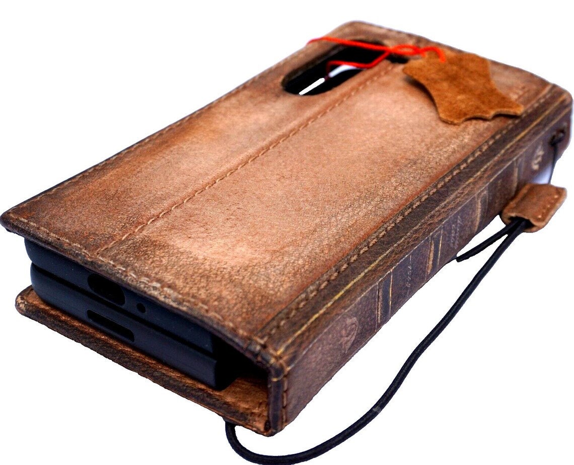 Handmade Leather Book Wallet Case for Galaxy: S24 S23 S22 S21 S20 Ultra