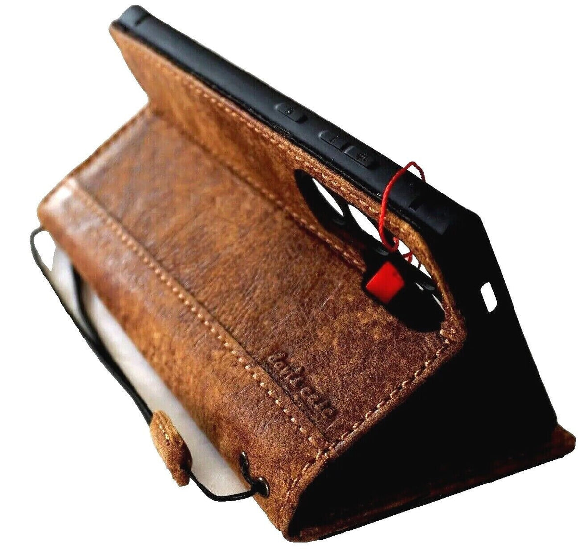 Handmade Leather iPhone Wallet Case: Vintage Book Cover with Card Slots