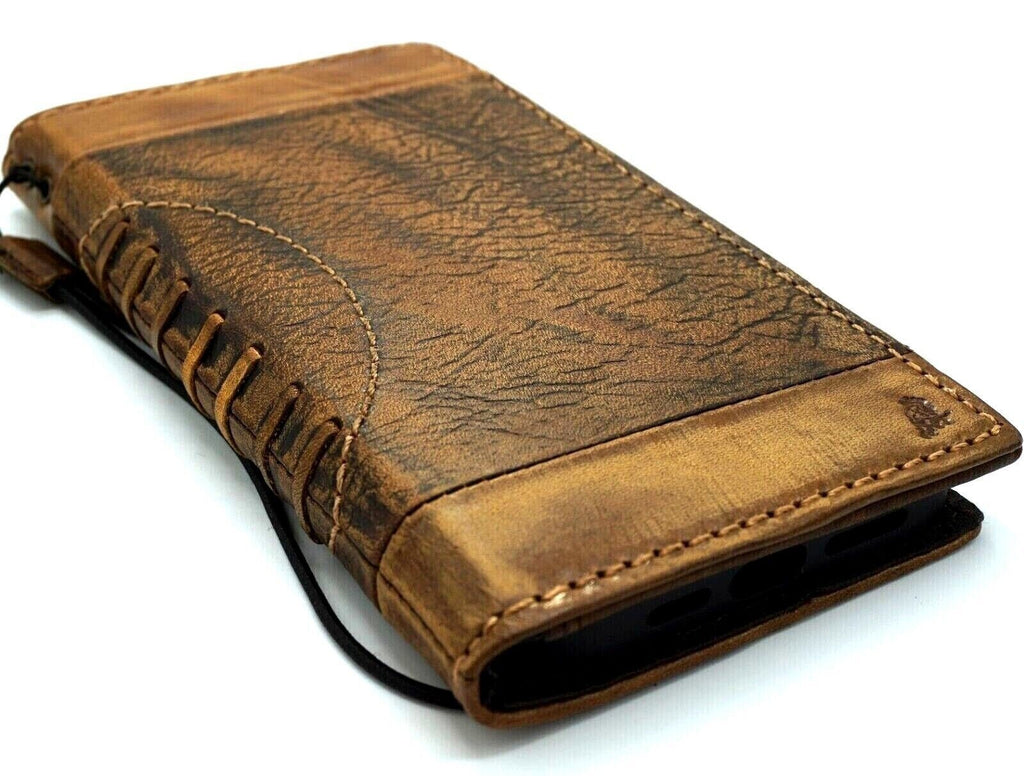 Handmade Leather iPhone Wallet Case: Vintage Book Design