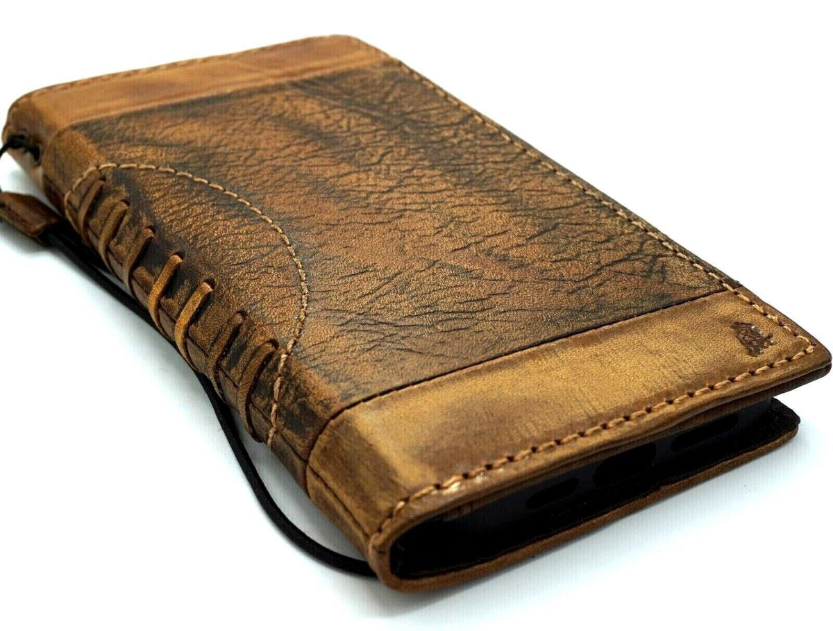 Handmade Leather iPhone Wallet Case: Vintage Book Design