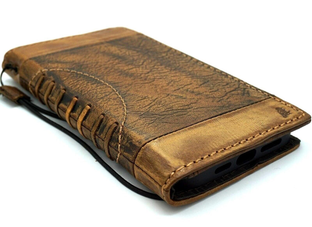 Handmade Leather iPhone Wallet Case: Vintage Book Design