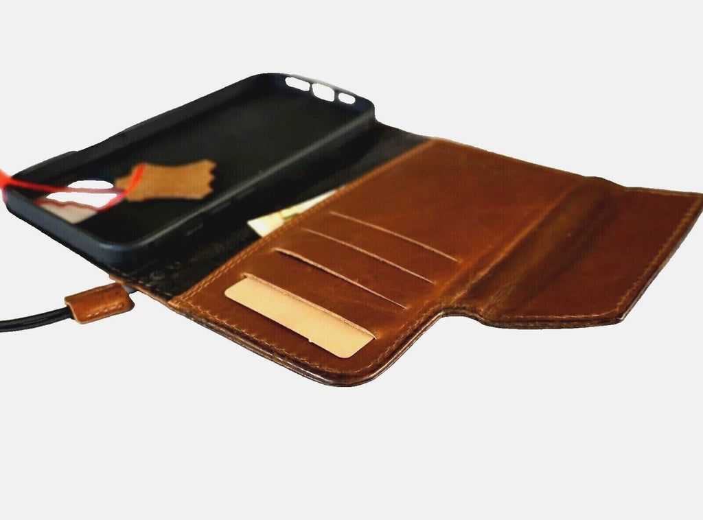 Handmade Leather iPhone Wallet Case: Vintage Art Design