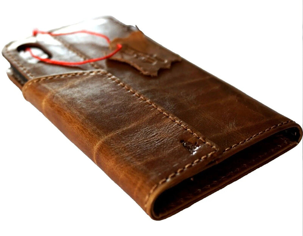 Handmade Leather iPhone Wallet Case: Vintage Art Design