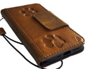 Leather iPhone Wallet Case: Paw Print, Vintage Book Style