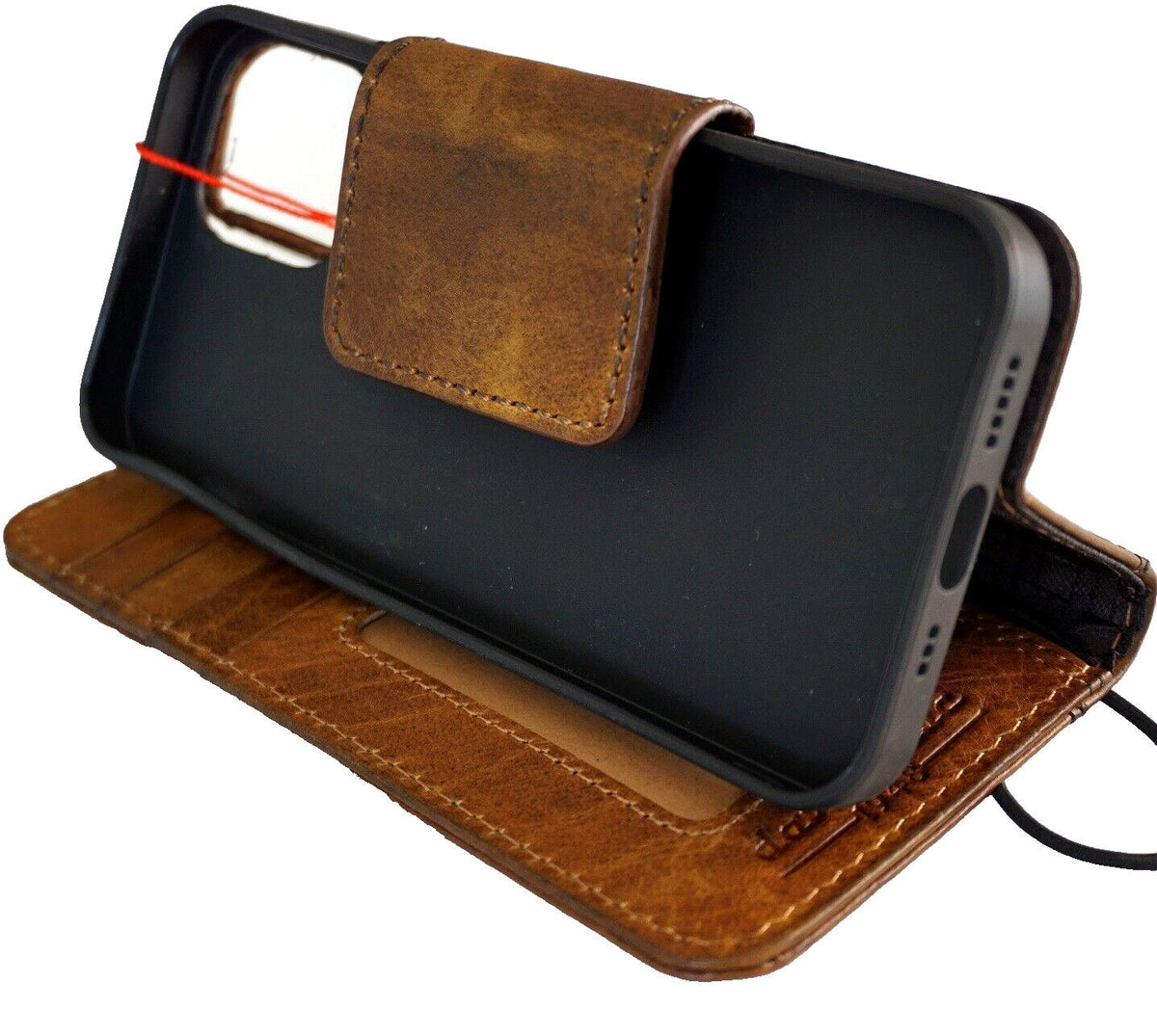 Genuine Leather Galaxy Phone Case: Paw Print Wallet Book
