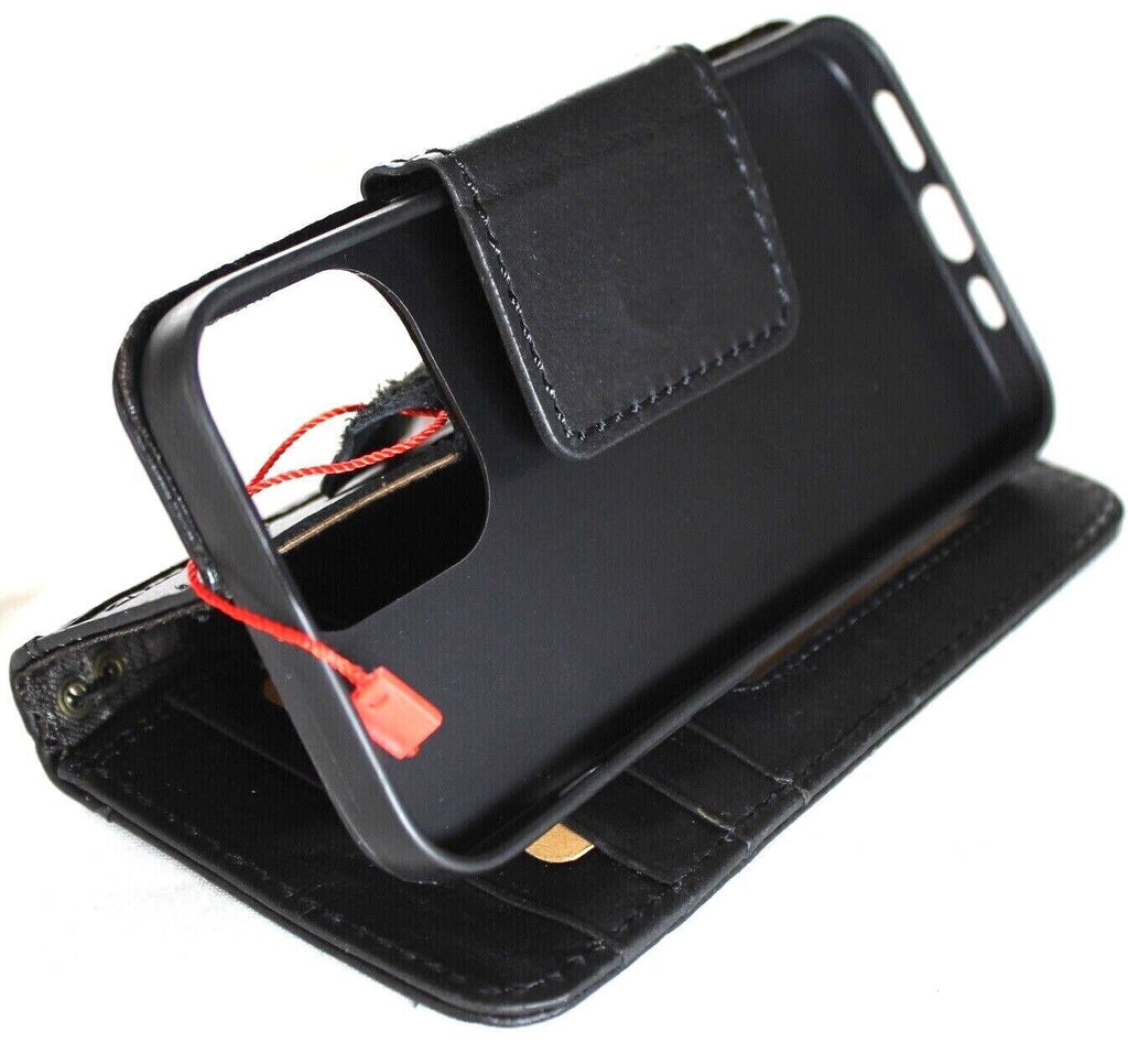 Vintage Leather iPhone Wallet Case: ID Window, Card Slots