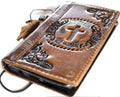 Handmade Leather Galaxy Phone Case: Jesus Cross Wallet, Wireless Charge