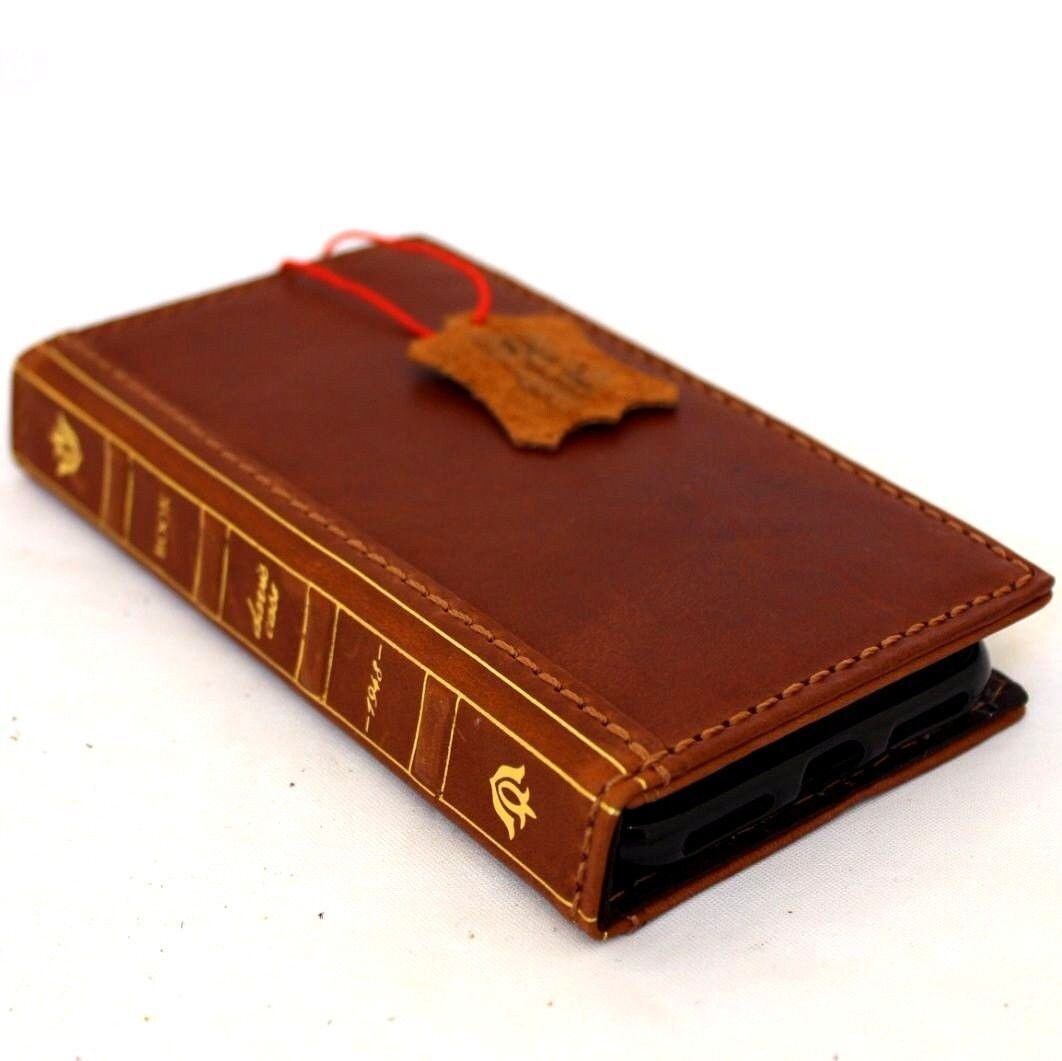 Handmade Leather Wallet Case for Google Pixel: Vintage Book Design