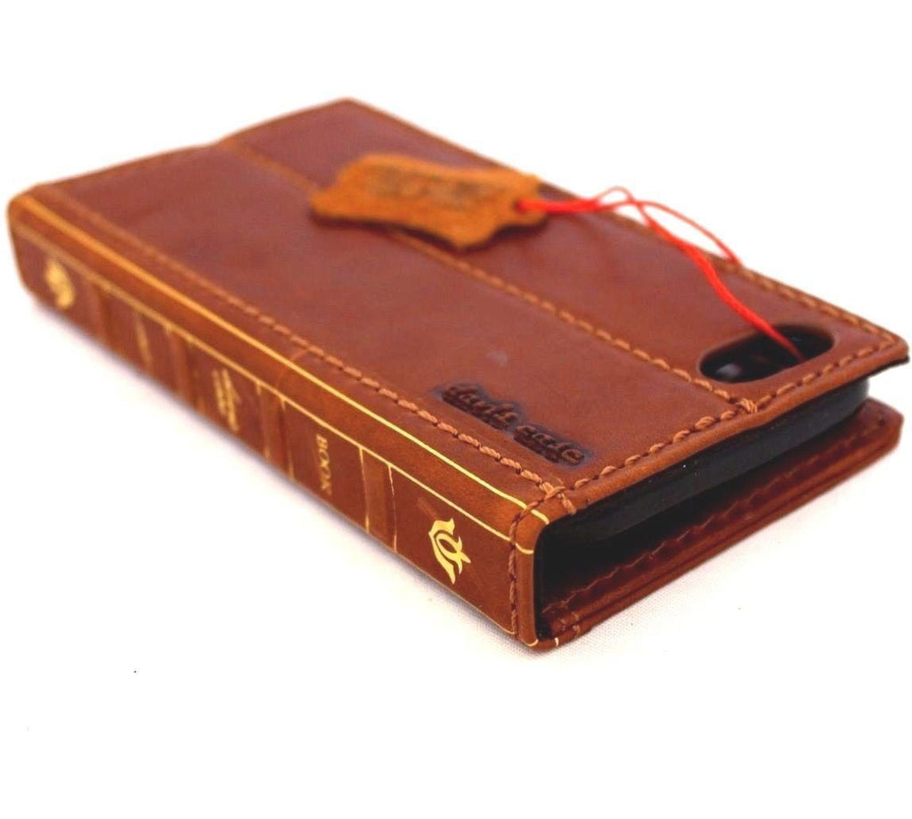 Handmade Leather Wallet Phone Case: Book Design, Card Slots