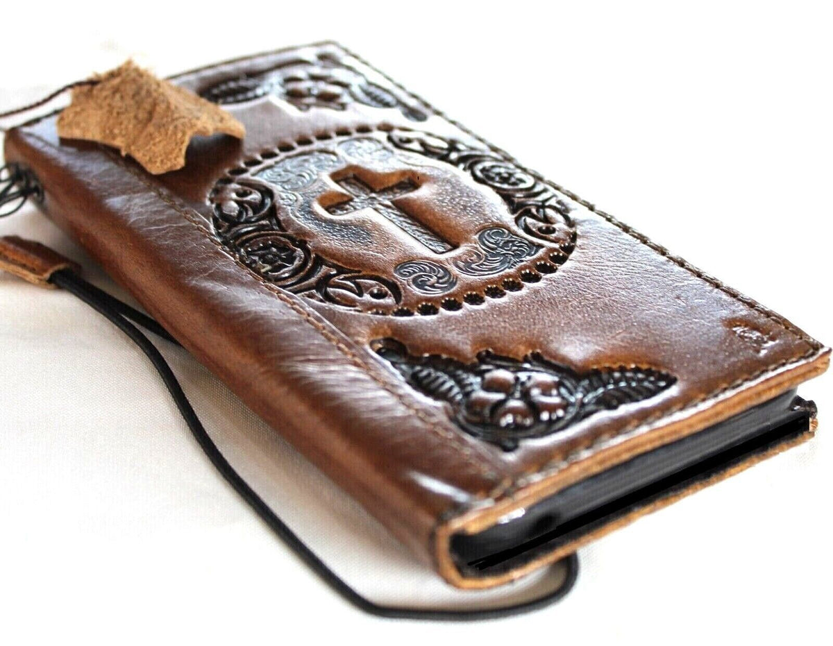 Vintage Leather Wallet Case for Google Pixel: Handmade Book Design
