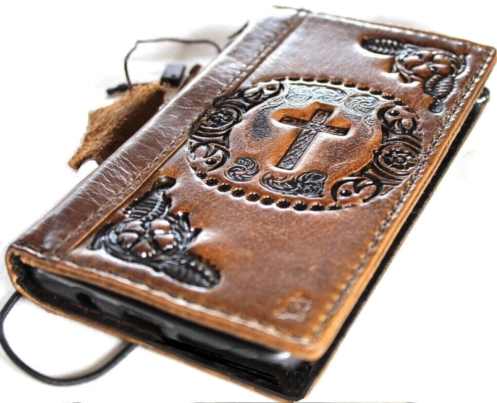 Vintage Leather Wallet Case for Google Pixel: Handmade Book Design