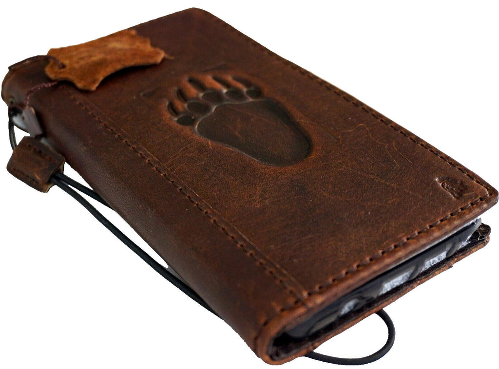 Genuine Leather iPhone Wallet Case with Bear Paw