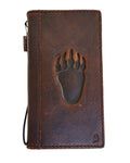 Genuine Leather iPhone Wallet Case with Bear Paw