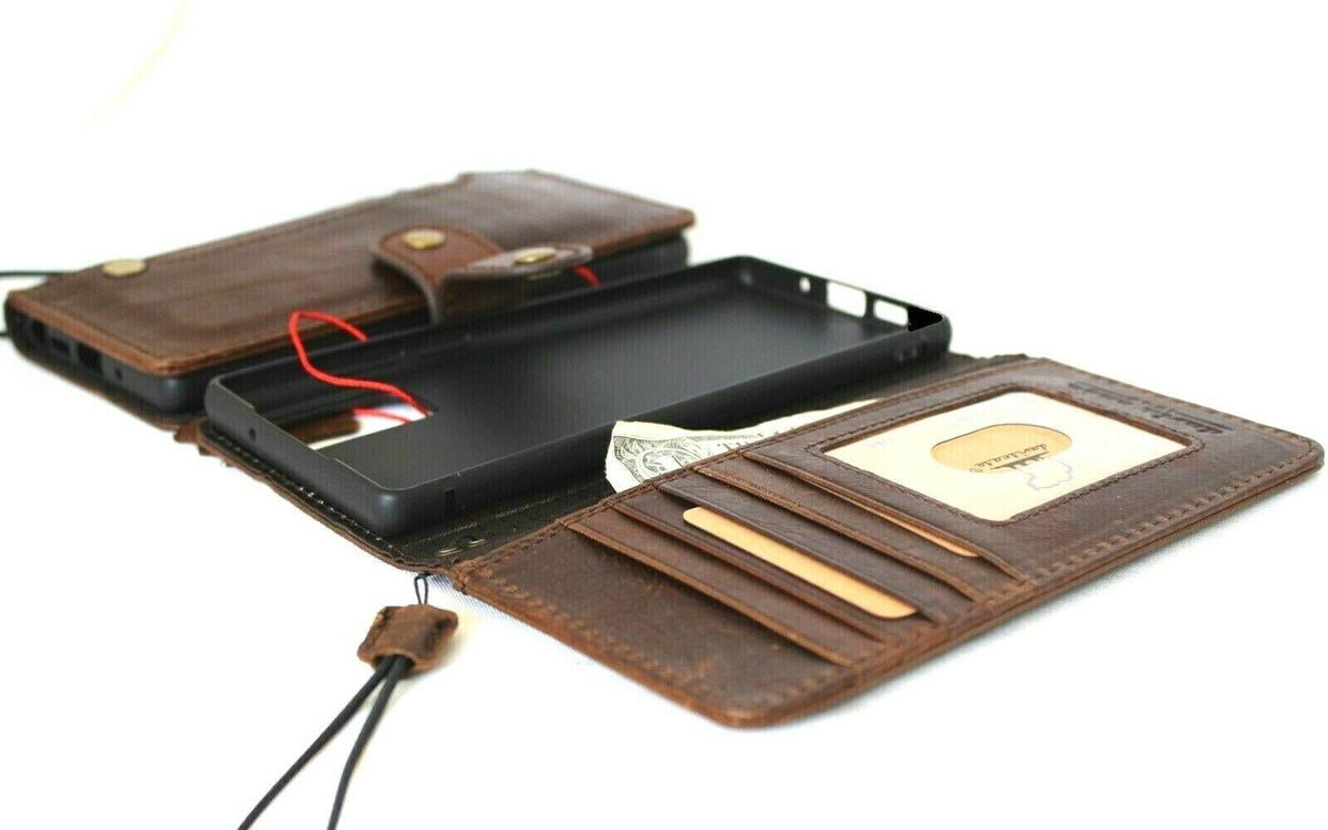 Handmade Leather Wallet Case for OnePlus: Card Slots, Wireless Charge