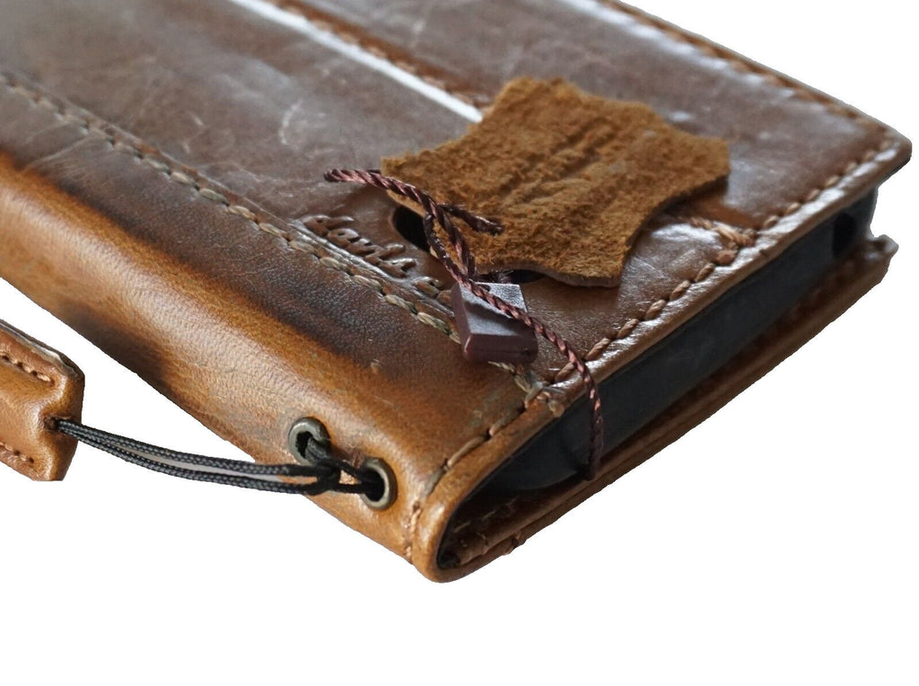 Handmade Leather iPhone Wallet Case: Vintage Book Design