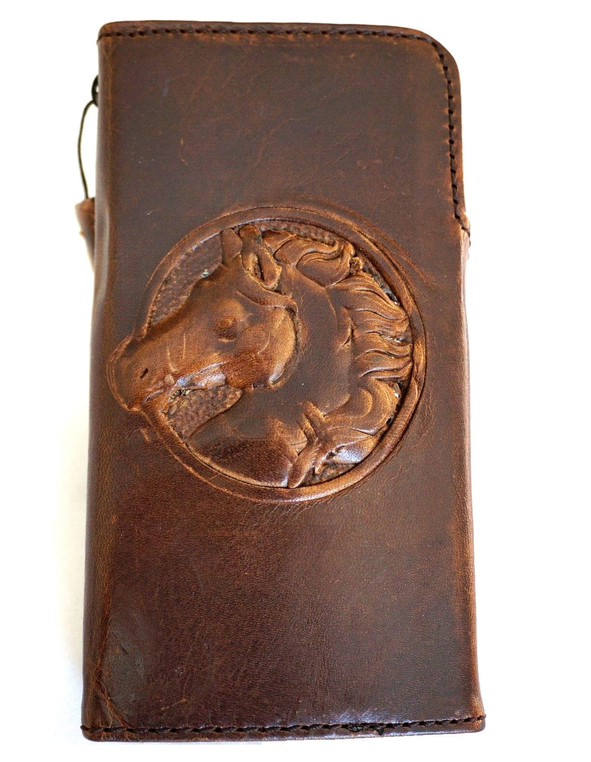Vintage Leather Google Pixel Wallet Case: Stamped Horse Design